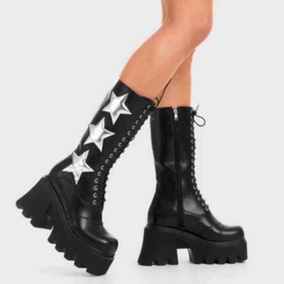 LAMODA Big League Chunky Platform Calf Boots - Picture 2 of 2